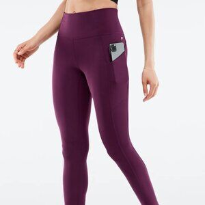 Fabletics Oasis PureLuxe High Waisted 7/8 Leggings Burgundy With Pockets Medium
